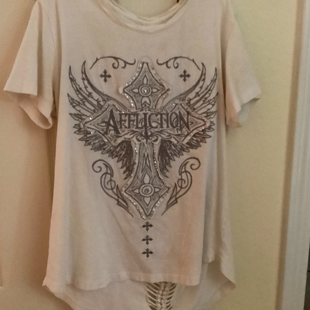 Y2k affliction shirt with back cut out